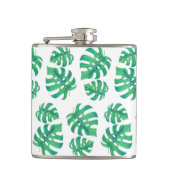 Tropisch patroon met monstera-bladeren heupfles (Voorkant)