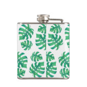 Tropisch patroon met monstera-bladeren heupfles (Achterkant)