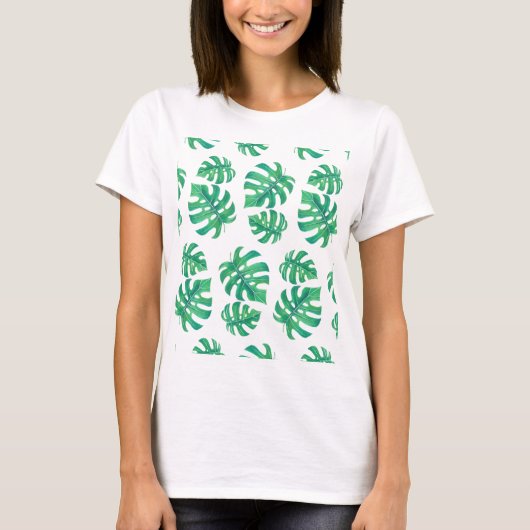 Tropisch patroon met monstera-bladeren t-shirt (Voorkant)