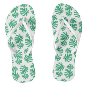Tropisch patroon met monstera-bladeren teenslippers