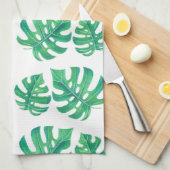 Tropisch patroon met monstera-bladeren theedoek (Quarter Fold)