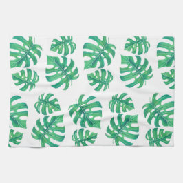 Tropisch patroon met monstera-bladeren theedoek