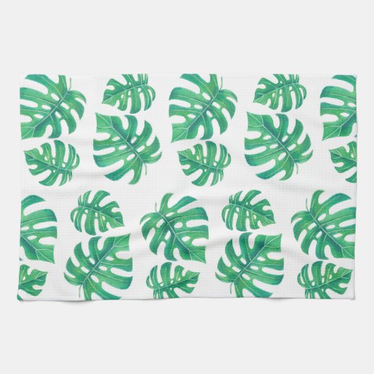 Tropisch patroon met monstera-bladeren theedoek (Horizontaal)