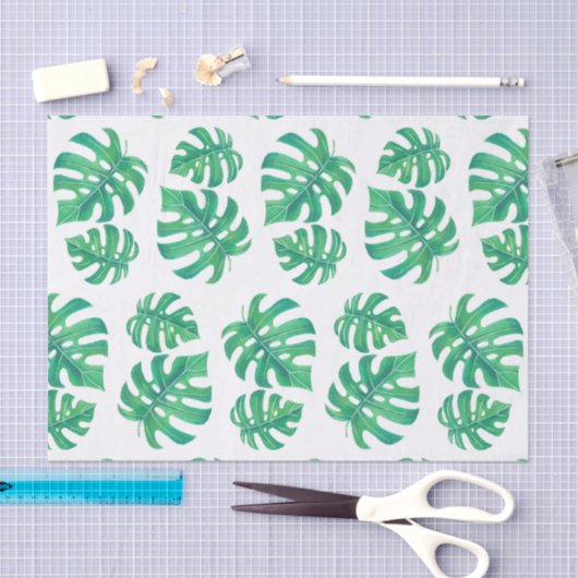 Tropisch patroon met monstera-bladeren tissuepapier (Craft)