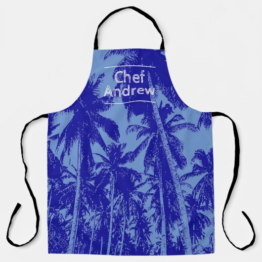 Tropisch patroon met naam Chef Schort (Voorkant)