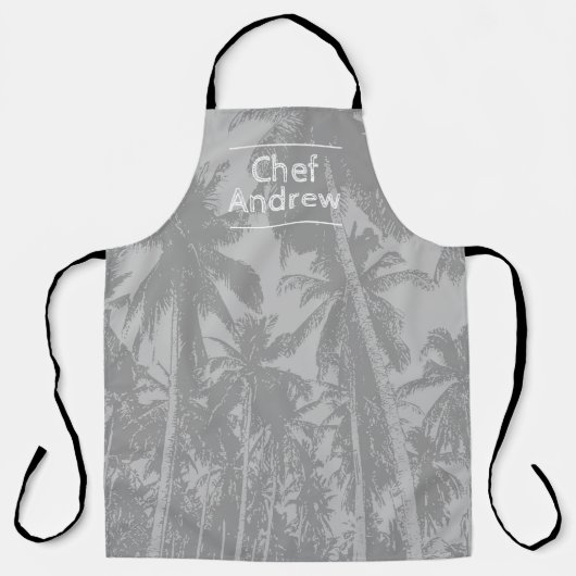 Tropisch patroon met naam Chef Schort (Voorkant)