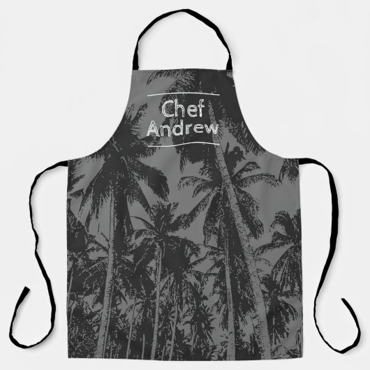 Tropisch patroon met naam Chef Schort (Voorkant)