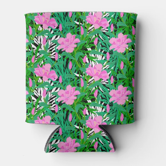Tropisch patroon met Oerwouden bloemen Blikjeskoeler (Voorkant)
