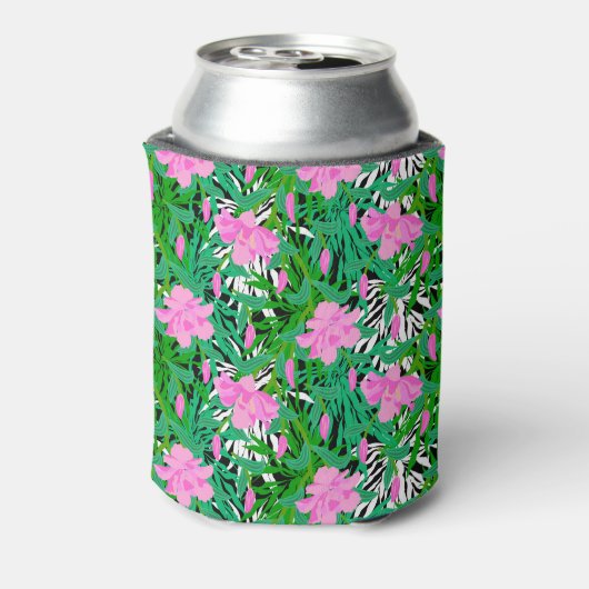 Tropisch patroon met Oerwouden bloemen Blikjeskoeler (Blikje Achterkant)