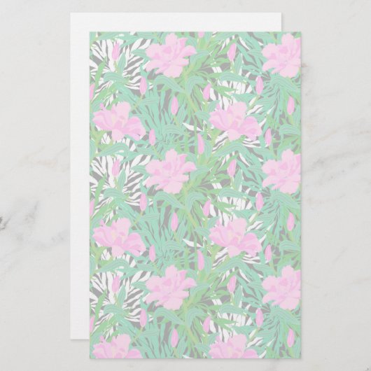 Tropisch patroon met Oerwouden bloemen Briefpapier (Voorkant / Achterkant)