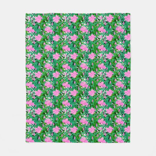 Tropisch patroon met Oerwouden bloemen Fleece Deken (Voorkant)
