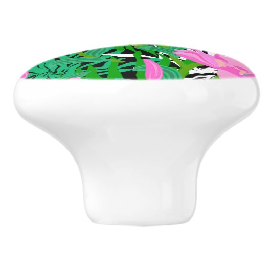 Tropisch patroon met Oerwouden bloemen Keramische Knop (Zijkant)