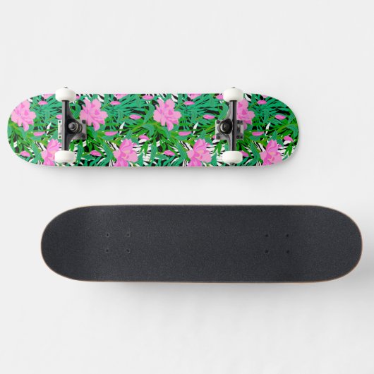 Tropisch patroon met Oerwouden bloemen Skateboard (Horizontaal)