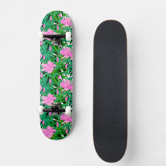 Tropisch patroon met Oerwouden bloemen Skateboard (Voorkant)