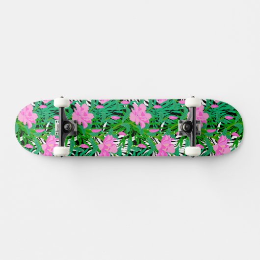 Tropisch patroon met Oerwouden bloemen Skateboard (Horizontaal)
