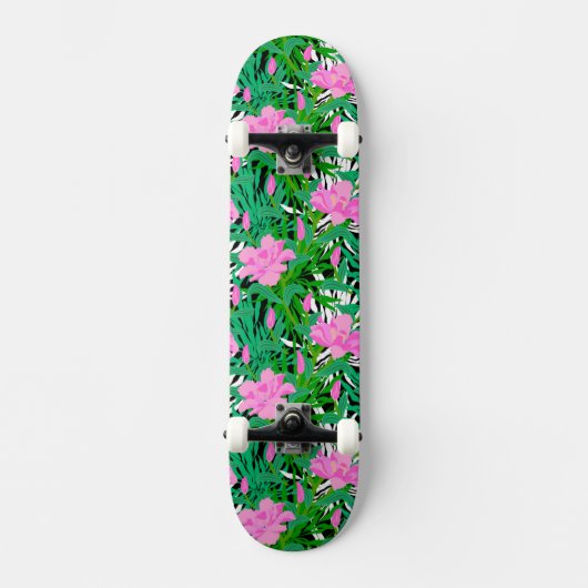 Tropisch patroon met Oerwouden bloemen Skateboard (Voorkant)