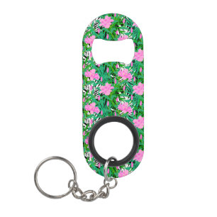 Tropisch patroon met Oerwouden bloemen Sleutelhanger Flessenopener