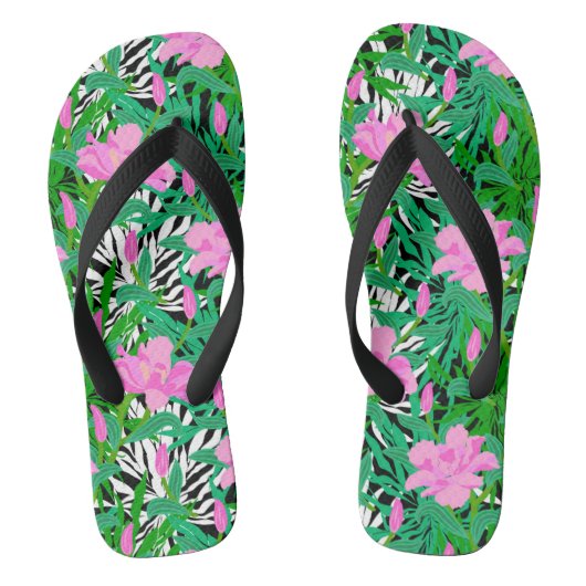 Tropisch patroon met Oerwouden bloemen Teenslippers (Voetbed)