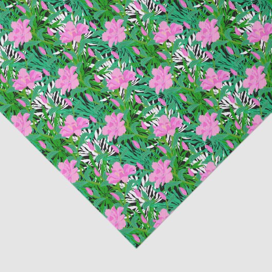 Tropisch patroon met Oerwouden bloemen Tissuepapier (Detail)