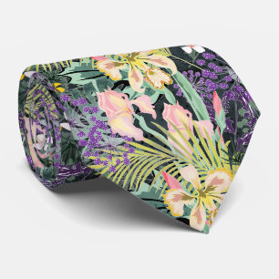 Tropisch patroon met orchideeën. stropdas