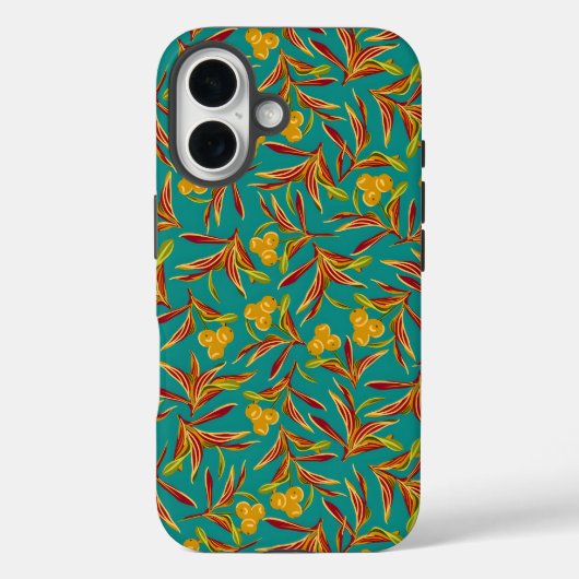 Tropisch patroon met rode en gele bladeren Case-Mate iPhone case (Achterkant)
