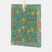 Tropisch patroon met rode en gele bladeren glas ornament (Voorkant links)