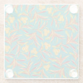 Tropisch patroon met rode en gele bladeren glazen onderzetter (Achterkant)