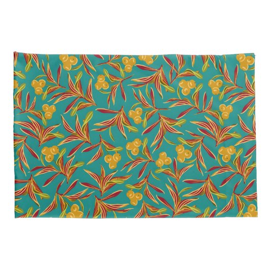 Tropisch patroon met rode en gele bladeren kussensloop (Achterkant-Rechts)