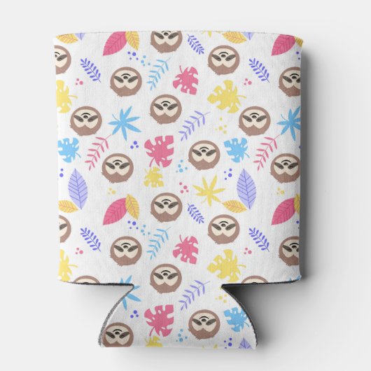 Tropisch patroon met sleuf en bladeren blikjeskoeler (Achterkant)