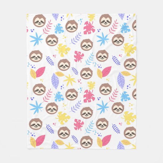 Tropisch patroon met sleuf en bladeren fleece deken (Voorkant)