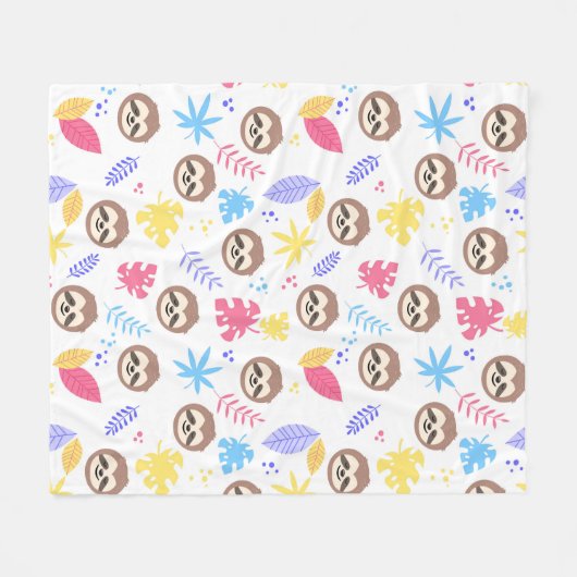 Tropisch patroon met sleuf en bladeren fleece deken (Voorkant (Horizontaal))