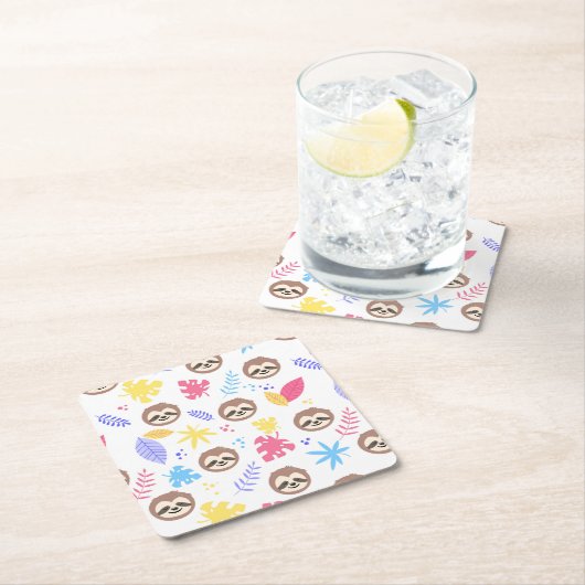 Tropisch patroon met sleuf en bladeren kartonnen onderzetters (Insitu)