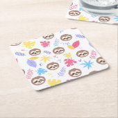 Tropisch patroon met sleuf en bladeren kartonnen onderzetters (Schuin)