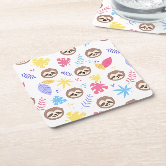 Tropisch patroon met sleuf en bladeren kartonnen onderzetters (Schuin)