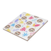 Tropisch patroon met sleuf en bladeren tegeltje (Zijkant)