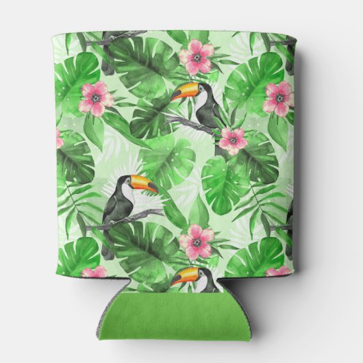 Tropisch patroon met toucan blikjeskoeler (Achterkant)