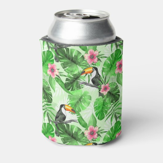 Tropisch patroon met toucan blikjeskoeler (Blikje Achterkant)