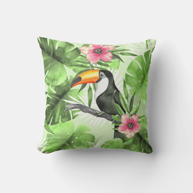 Tropisch patroon met toucan kussen (Voorkant)