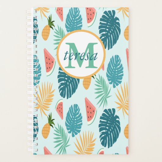 Tropisch Patroon Monogrammed Kalender en Planner (Voorkant)