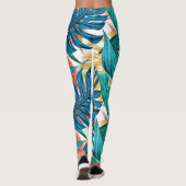 Tropisch patroon, oerwouden palmflakken, bloemthem leggings (Achterkant)