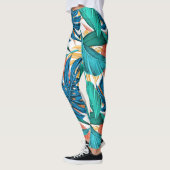 Tropisch patroon, oerwouden palmflakken, bloemthem leggings (Links)
