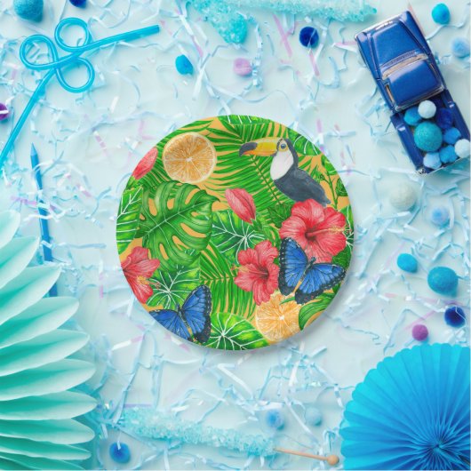 Tropisch patroon papieren bordje (Feest)