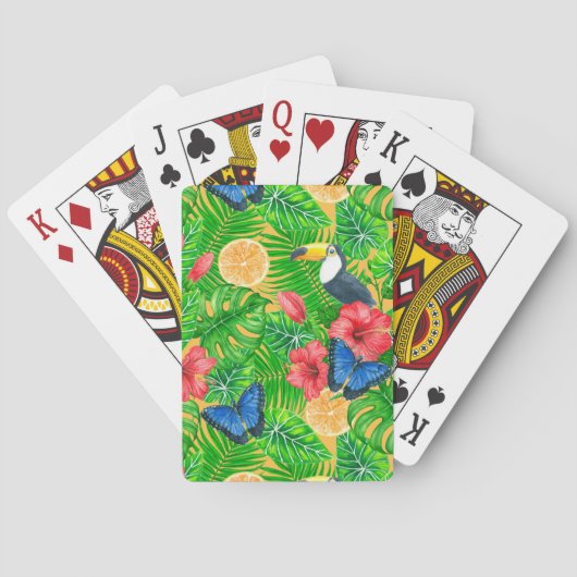 Tropisch patroon pokerkaarten (Achterkant)