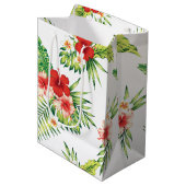 Tropisch patroon rode en witte hibiscus medium cadeauzakje