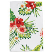 Tropisch patroon rode en witte hibiscus medium cadeauzakje