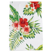 Tropisch patroon rode en witte hibiscus medium cadeauzakje (Achterkant)