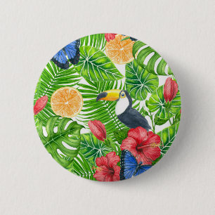 Tropisch patroon ronde button 5,7 cm