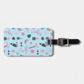 Tropisch patroon roze en blauwe zomer bagagelabel (Voorkant horizontaal)