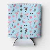 Tropisch patroon roze en blauwe zomer blikjeskoeler (Voorkant)