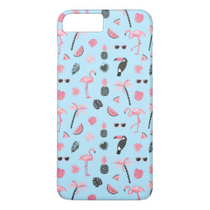 Tropisch patroon roze en blauwe zomer 	iPhone 8/7 plus hoesje